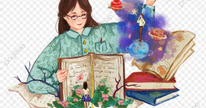 pngtree-cute-teacher-holding-bouquet-of-flowers-on-teachers-day-fantasy-illustration-png-image_3807211